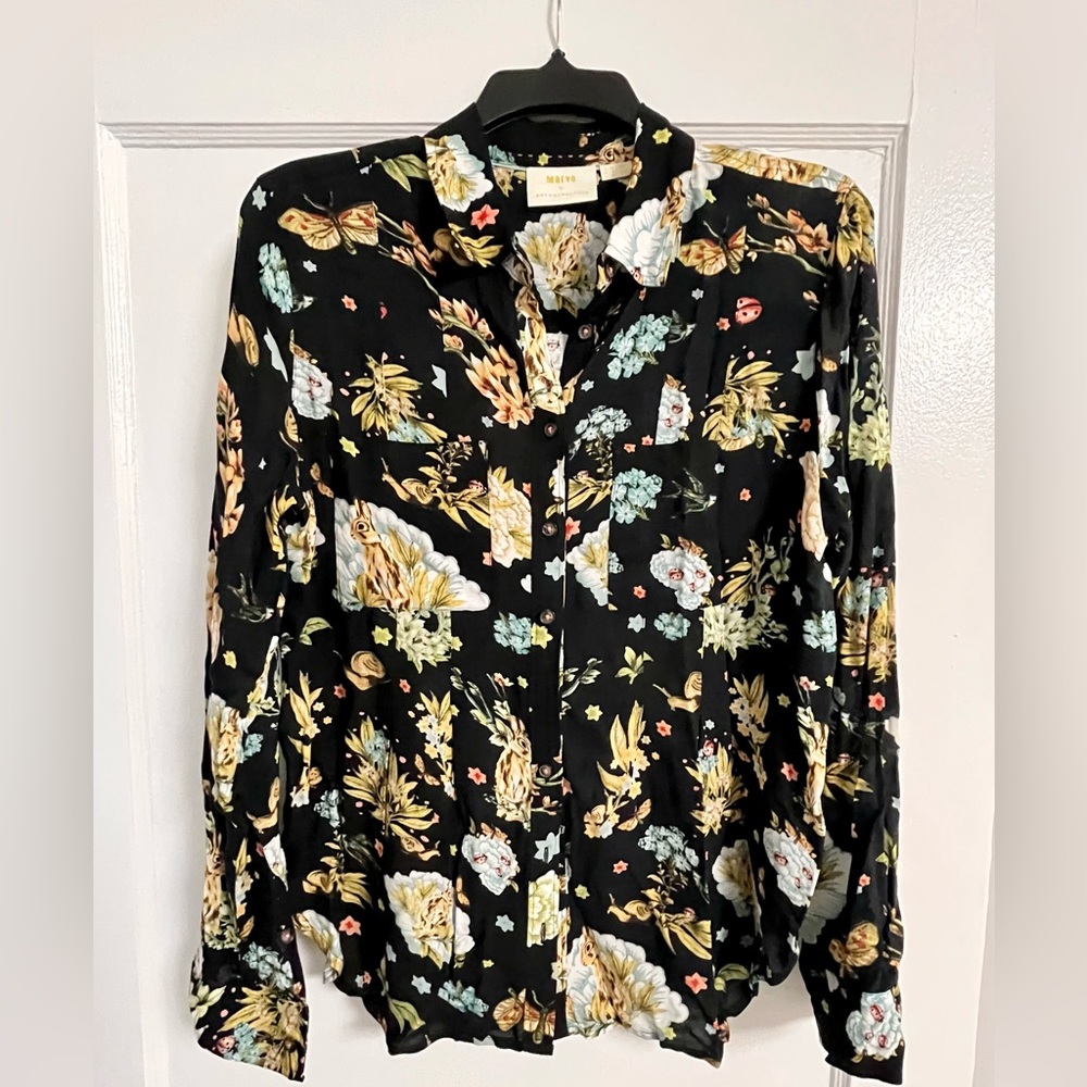 Maeve Floral Button-down Blouse by Anthropologie